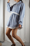 L'Ensemble Chemise Bleu Rayé- Pièce unique faut le voir porté © - Coton & Broderie anglaise - T. 36 & 38 - 1m70 max reco (lire descr)