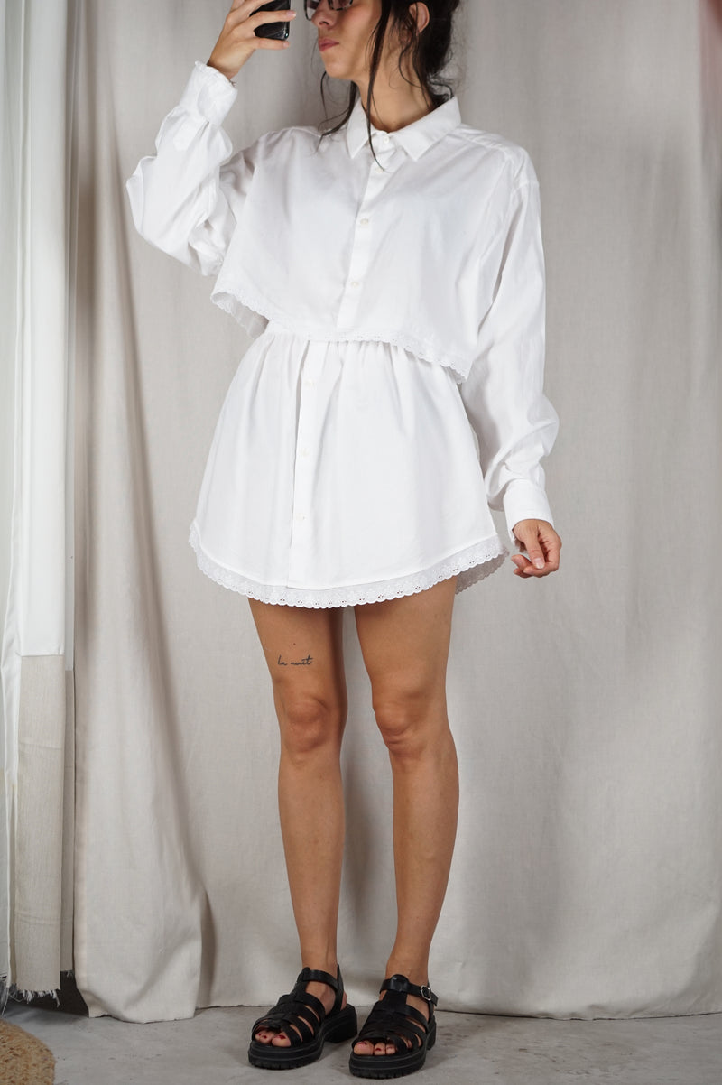 L'Ensemble Chemise Blanc - Pièce unique faut le voir porté © - Coton & Broderie anglaise - T. 38 à 42 (lire descr)