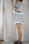 L'Ensemble Chemise rayé Blanc & Gris - Pièce unique faut le voir porté © - Coton mélangé & Broderie anglaise - T. grand 40 à 44 (lire descr)