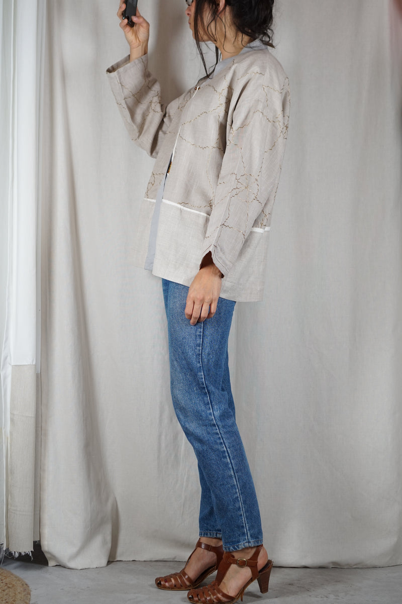 Superbe Veste façon Kimono - Lin & Coton - T. 38 à petit 42