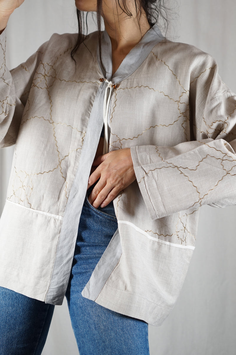 Superbe Veste façon Kimono - Lin & Coton - T. 38 à petit 42