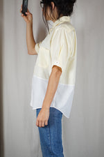 La Chemise Jaune clair & Sorbet Blanche - Coton mélangé léger - Pièce unique faut le voir porté © - T.grand 34 à 38 - Idéal grandes (1m68 mini)