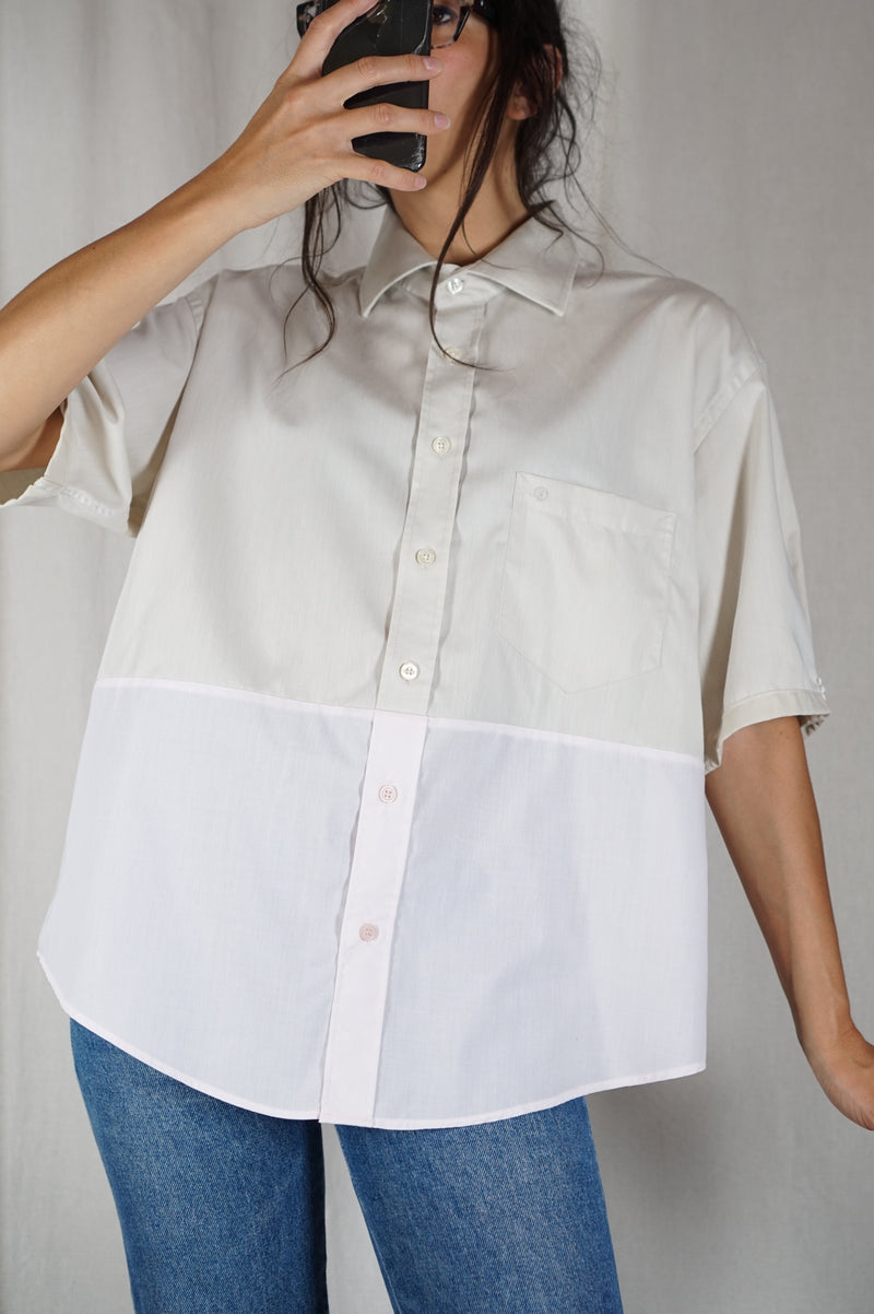 La Chemise Sorbet Amande & Rose pâle - Coton - Pièce unique faut le voir porté © - T.grand 38 & 40 - Idéal Grandes!