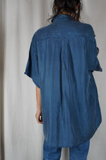 Magnifique Chemise longue Vintage en pure soie - T. 42 à 46