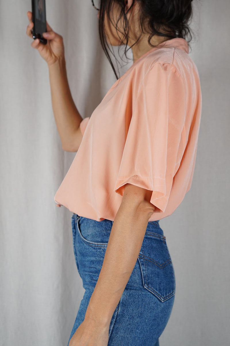 Superbe Chemise Vintage abricot - T. 42 à grand 44