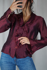 Magnifique Blouse Vintage à volants - Voile de viscose - Coup de coeur! - T. 34 & 36