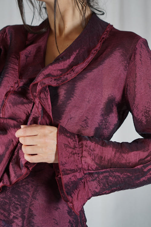Magnifique Blouse Vintage à volants - Voile de viscose - Coup de coeur! - T. 34 & 36