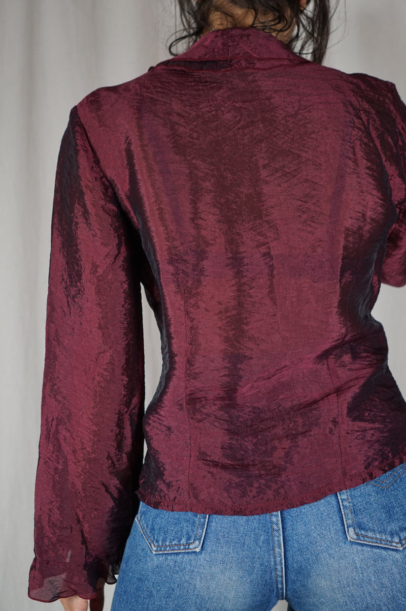 Magnifique Blouse Vintage à volants - Voile de viscose - Coup de coeur! - T. 34 & 36