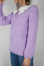 Superbe Pull Vintage Lila tricoté main - T. 34 à 40