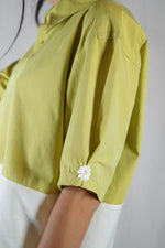 La Chemise Vert Prairie & Jaune pâle - Pur Coton - Pièce unique faut le voir porté © - T. 36 à petit 40