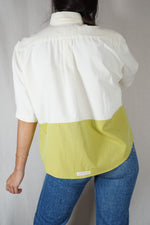 La Chemise Jaune pâle & Vert Prairie - Pur Coton - Pièce unique faut le voir porté © - T. 36 & 38