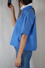 La Chemise Bleu Barbeau à Collerette - Pièce unique faut le voir porté © - T. 34 à 38