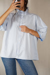 La Chemise Bleu ciel à Collerette - Pur Coton - Pièce unique faut le voir porté © - T. 40 à petit 44 (lire descr)