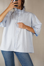 La Chemise Bleu ciel à Collerette - Pur Coton - Pièce unique faut le voir porté © - T. 40 à petit 44 (lire descr)