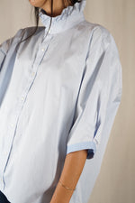 La Chemise Bleu ciel à Collerette - Pur Coton - Pièce unique faut le voir porté © - T. 40 à petit 44 (lire descr)