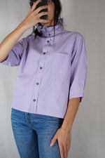 La Chemise Rayée Lila à Collerette - Coton - Pièce unique faut le voir porté © - T. 34 & 36