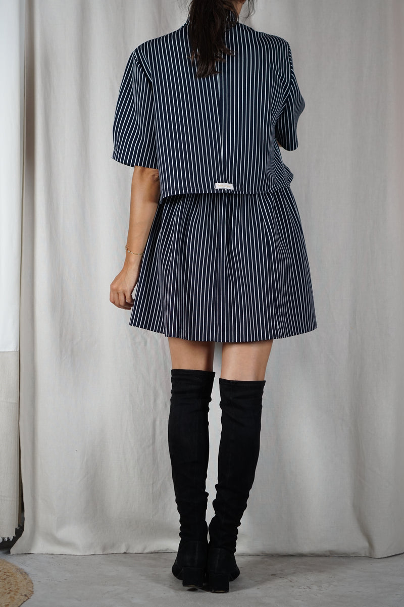L'Ensemble Marine à rayures - Polyester fluide et opaque - T. 42 & 44 - T. 1m65/67 max recommandé
