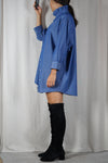 La Robe Collerette Bleu Acier en coton - Pièce unique faut le voir porté © - T. 34 à 40 (lire description)