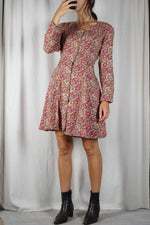 Magnifique Robe Vintage automnale - Rayonne - fabrication canadienne - T. 34 & 36