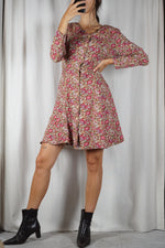 Magnifique Robe Vintage automnale - Rayonne - fabrication canadienne - T. 34 & 36