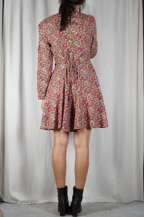 Magnifique Robe Vintage automnale - Rayonne - fabrication canadienne - T. 34 & 36
