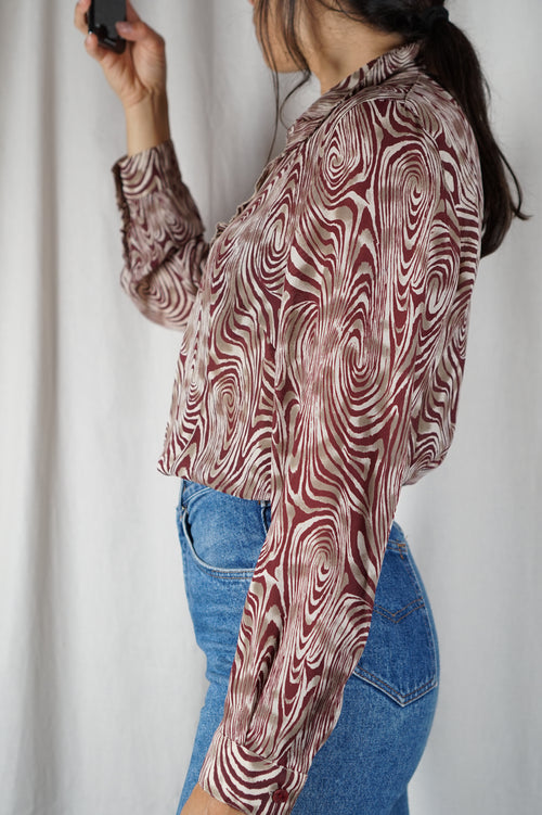 Belle Chemise Vintage crêpée à motifs - T. 36 à petit 40