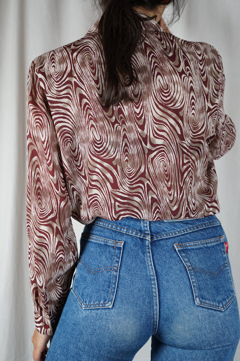 Belle Chemise Vintage crêpée à motifs - T. 36 à petit 40