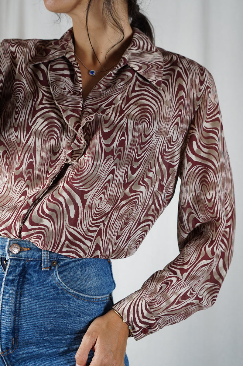 Belle Chemise Vintage crêpée à motifs - T. 36 à petit 40