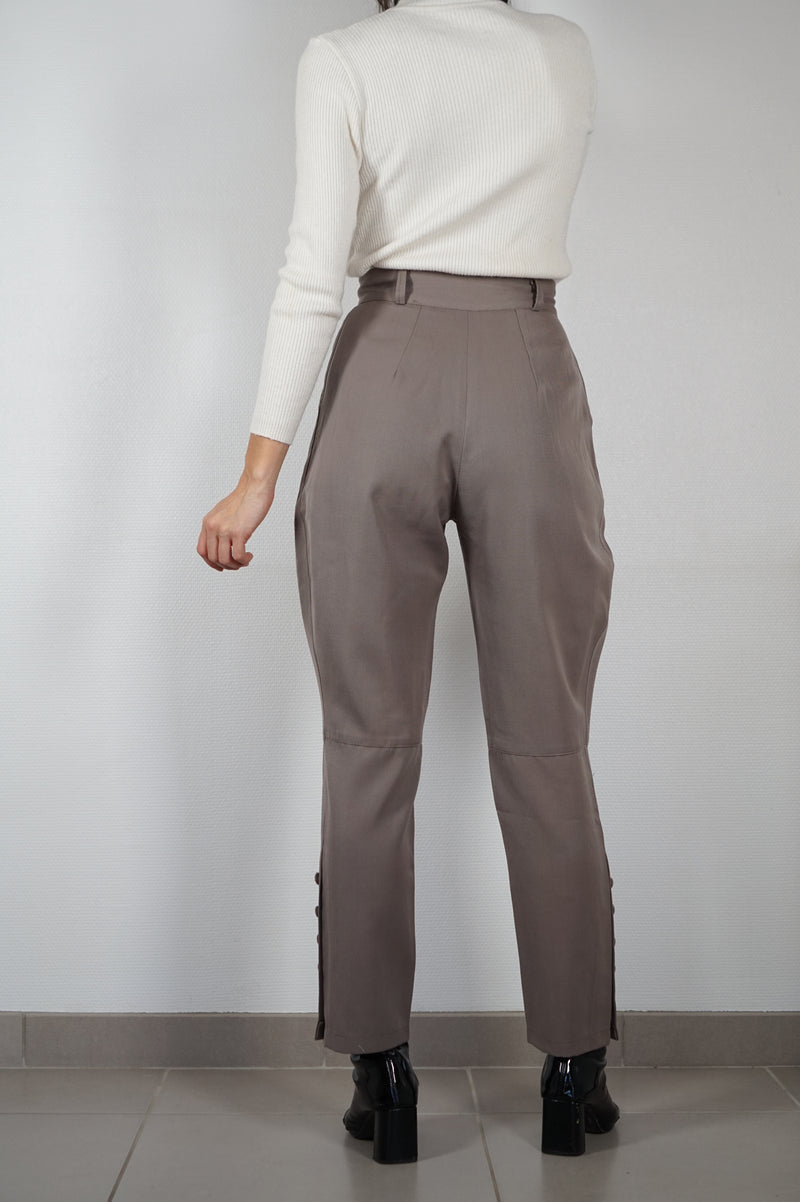 Superbe Pantalon Carotte Vintage taupe  🇫🇷 - T. grand 34/petit 36
