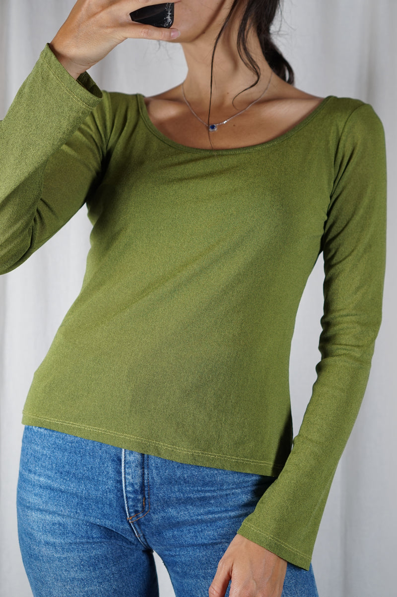 Superbe Haut Vintage vert Pickle - T. 34 & 36