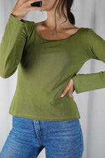 Superbe Haut Vintage vert Pickle - T. 34 & 36