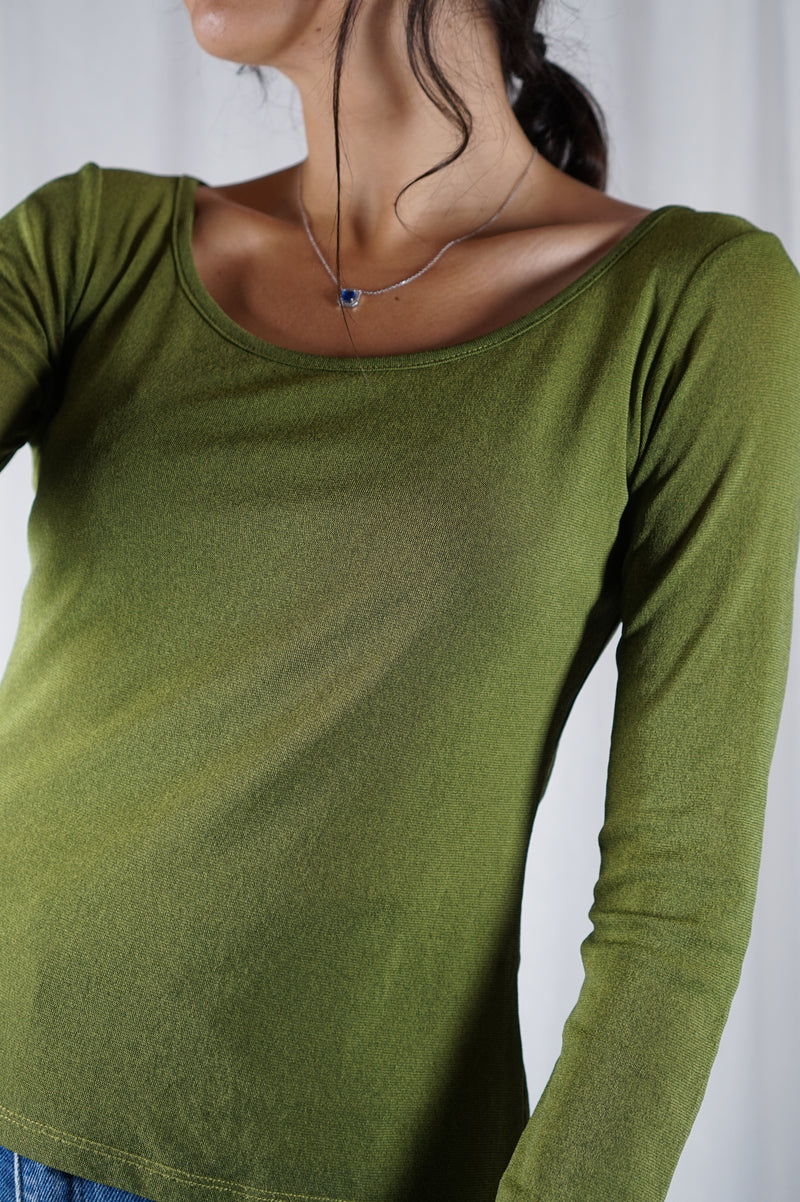 Superbe Haut Vintage vert Pickle - T. 34 & 36