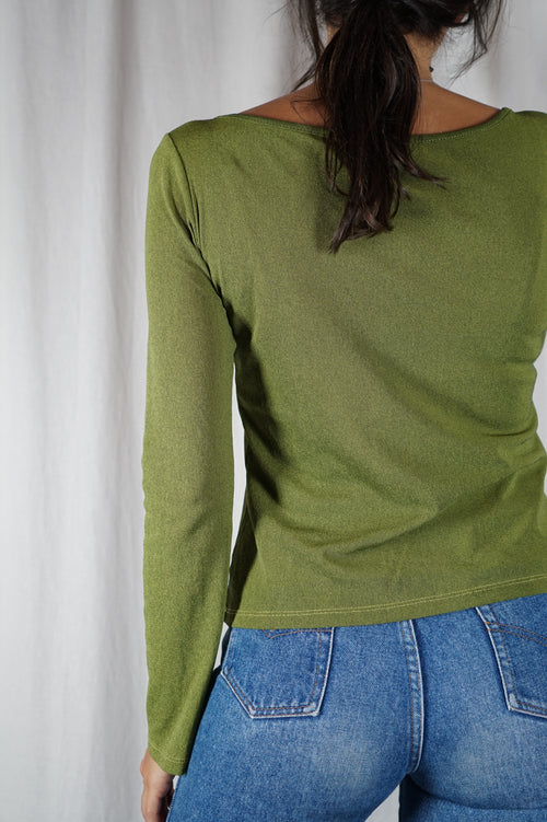 Superbe Haut Vintage vert Pickle - T. 34 & 36