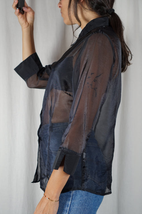 Superbe Chemise Voile Vintage noire - T. 36 à 40