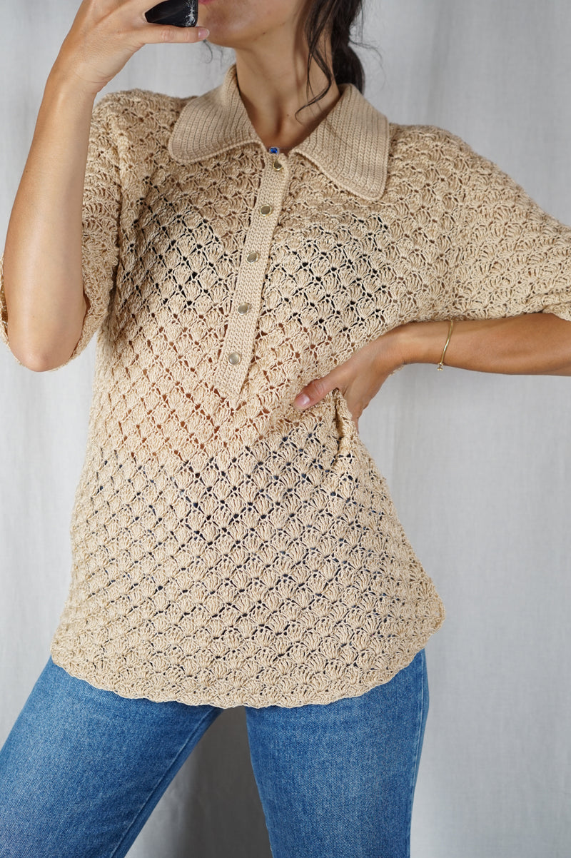 Magnifique Maille Vintage tricotée main - T. 36/38 à 42