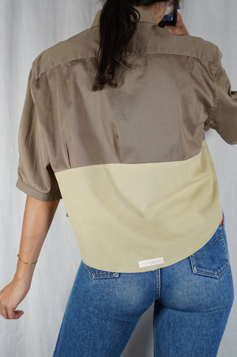 La Chemise Sorbet Sépia & Kaki - Coton - Pièce unique faut le voir porté © - T. 38 à petit 42 - Max 1m60/62 conseillé