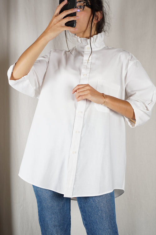 La Chemise Blanche à Collerette - Coton mélangé - Pièce unique faut le voir porté © - T. 40/42 à 46 - Idéal grandes!