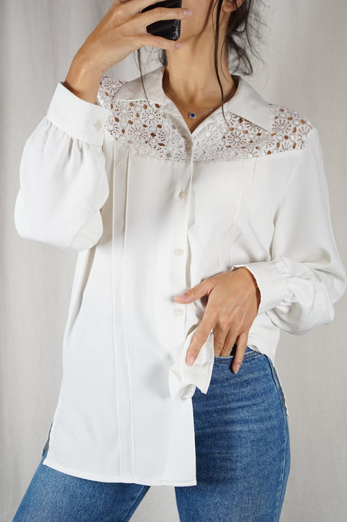 Superbe Chemise Vintage dentelle - T. 38 & 40