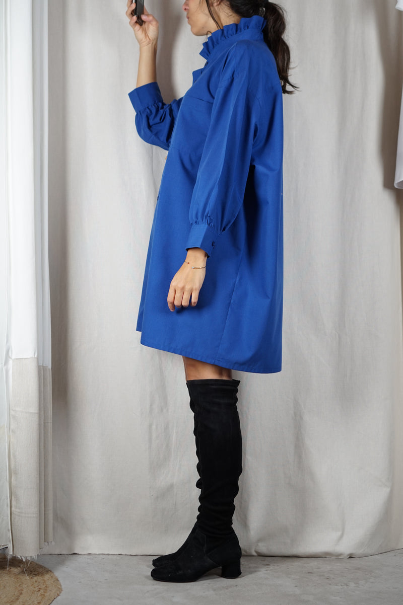 La Robe Collerette Bleu Electrique - Pièce unique faut le voir porté © - T. 40 à 46 (lire description)