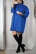 La Robe Collerette Bleu Electrique - Pièce unique faut le voir porté © - T. 40 à 46 (lire description)