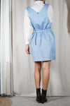 Magnifique Robe Chasuble Vintage bleu ciel - Coton - T.40