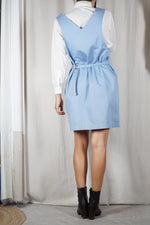 Magnifique Robe Chasuble Vintage bleu ciel - Coton - T.40