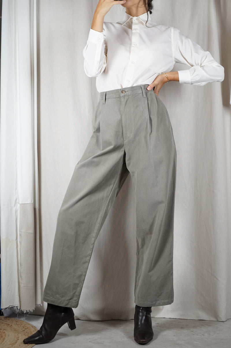 Magnifique Pantalon Vintage Kaki clair - 100% Coton doux - T. 40