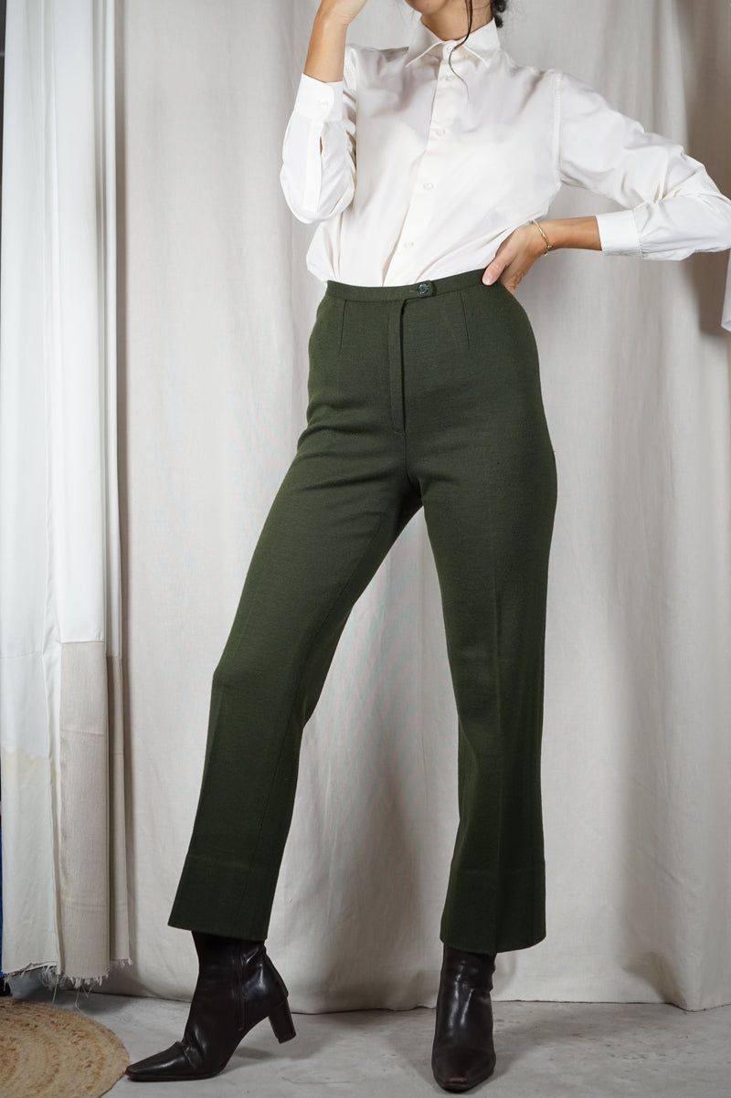 Superbe Pantalon Vintage Vert sapin en laine - Rodier - T. 34/petit 36