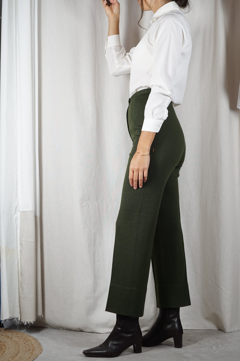 Superbe Pantalon Vintage Vert sapin en laine - Rodier - T. 34/petit 36