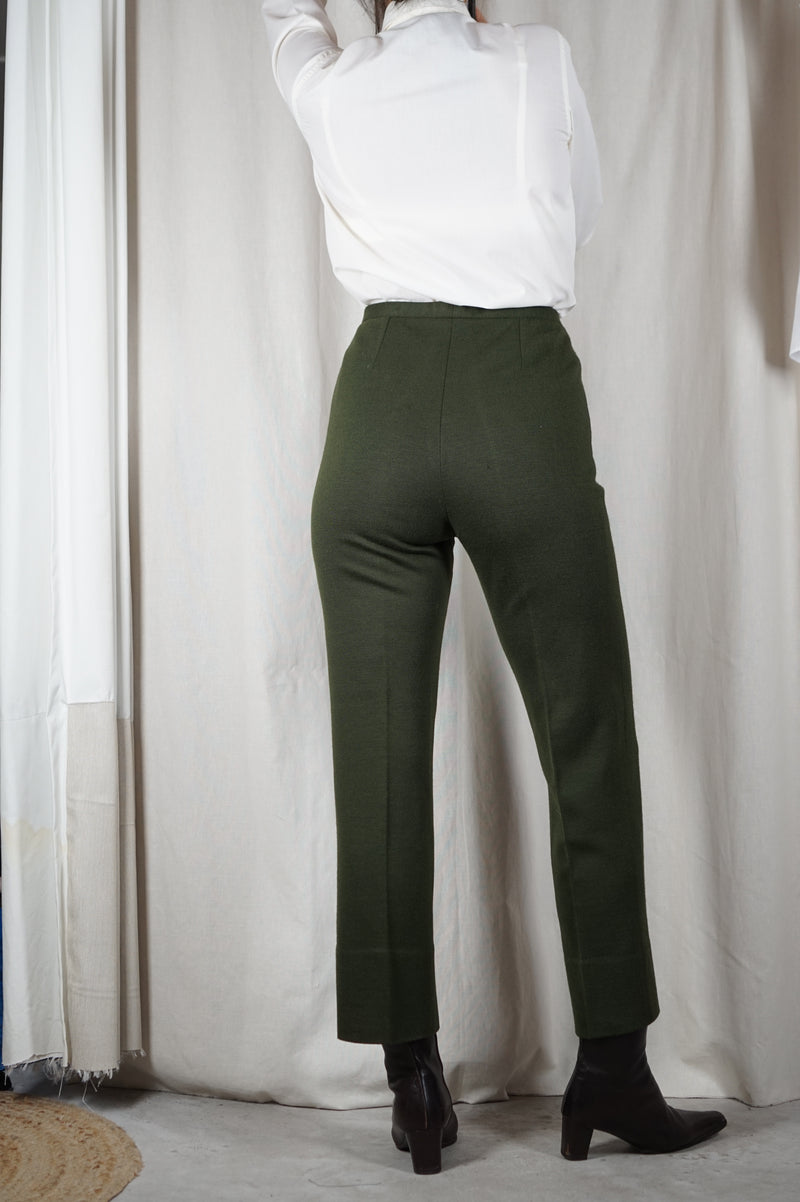 Superbe Pantalon Vintage Vert sapin en laine - Rodier - T. 34/petit 36