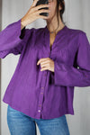 Superbe Blouse Vintage violette en pure soie - T. 38 & 40