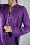 Superbe Blouse Vintage violette en pure soie - T. 38 & 40
