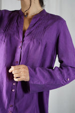 Superbe Blouse Vintage violette en pure soie - T. 38 & 40
