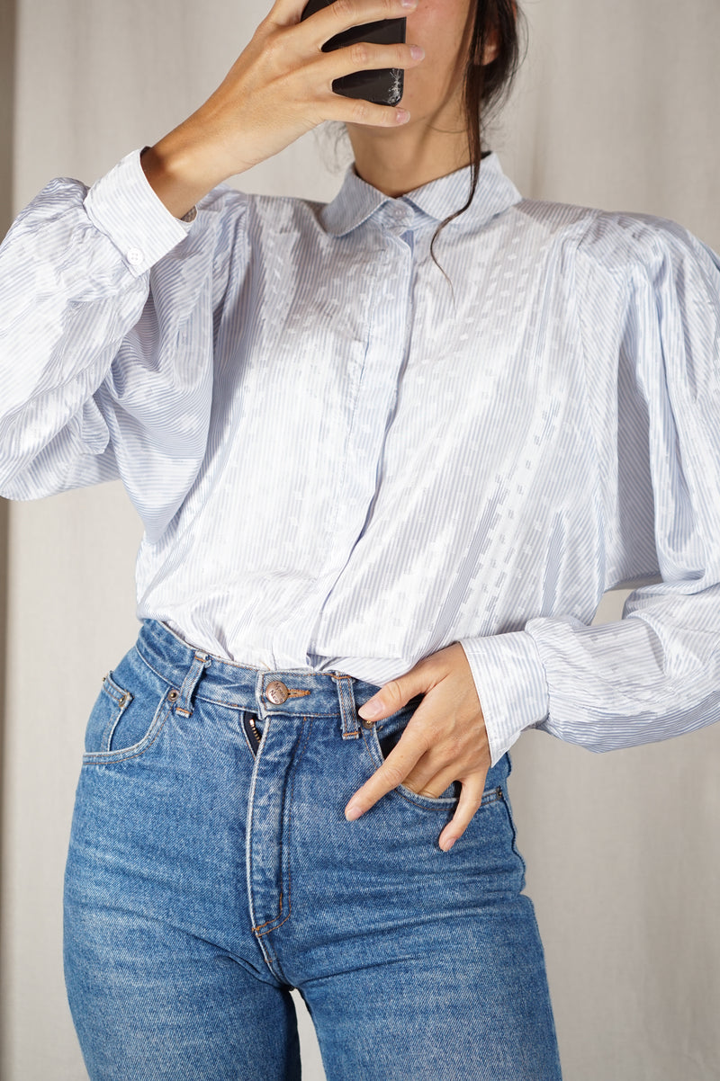 Belle Chemise Vintage rayée satinée - T. 36 à petit 40